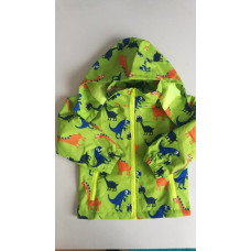 Dětská outdoorová jarní / podzimní bunda s  podšívkou DINOSAUŘI KUGO M-2808 Zelená