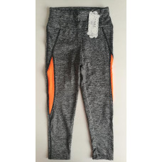 Dětské - dívčí sportovní  legíny se svítivou vsadkou S@L šedá + svítivě oranžová