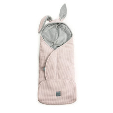 Floo For Baby zavinovačka / fusáček 2v1 s oušky vafle světle růžová