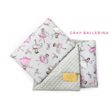 Luxusní oboustranná souprava do kočárku  bavlna + minky   MANUFAKTURA FLOO FOR BABY  BALERINA šedá