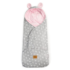 Floo For Baby zavinovačka / fusáček 2v1 s oušky korunky šedo - růžová