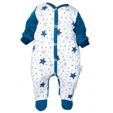 Baby Nellys Overálek Galaxie, zapínání uprostřed, bílá/granát