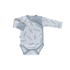 Bavlněné body dlouhý rukáv zavinovací Plameňáci Baby Service  KVALITNÍ ČESKÁ VÝROBA !!!  Bílo - šedé