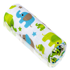 BIO BAMBUSOVÁ VYSOKOGRAMÁŽNÍ OSUŠKA  T-TOMI   GREEN ELEPHANTS / ZELENÍ SLONI