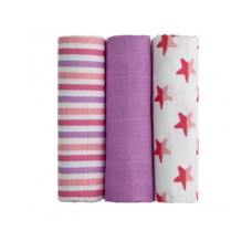 BIO Bambusové pleny 3 kusy v balení T-tomi PINK STARS / RŮŽOVÉ HVĚZDIČKY