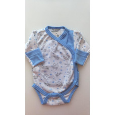Bavlněné body dlouhý rukáv zavinovací SOVIČKY  Baby Service  KVALITNÍ ČESKÁ VÝROBA !!!  bílo-modrá