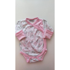 Bavlněné body dlouhý rukáv zavinovací SOVIČKY  Baby Service  KVALITNÍ ČESKÁ VÝROBA !!!  bílo-růžová