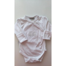 Bavlněné body dlouhý rukáv zavinovací výšivka soviček  Baby Service  KVALITNÍ ČESKÁ VÝROBA !!!  bílá