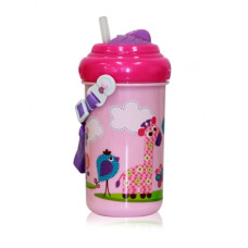 Kouzelný hrneček s ohebným brčkem 300 ml FUNNY ZOO LORELLI PINK 