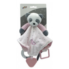 TULILO - Přítulníček, mazlík s chrastítkem a kousátkem Medvídek Panda, - růžový