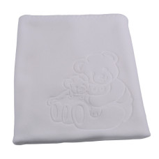 Deka fleece 80x90 cm - vytlačený medvídek Bílá