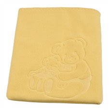 Deka fleece 80x90 cm - vytlačený medvídek Žlutá