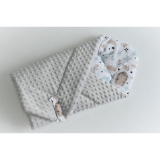Duet Baby oboustranná zavinovačka MINKY  Ježečci hnědí + šedá minky