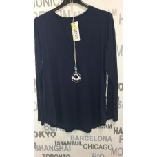 Těhotenská tunika / triko  dlouhý   rukáv  + brož ZDARMA      MÓDA ITALY Tm.modrá