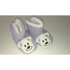 Dětské zimní  capáčky  s 3 D aplikací  medvídka  ACRYL/ WELLSOFT  Sv. modrá
