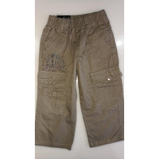 Dětské plátěné kalhoty  - kapsy po stranách  FASHION  khaki zelená