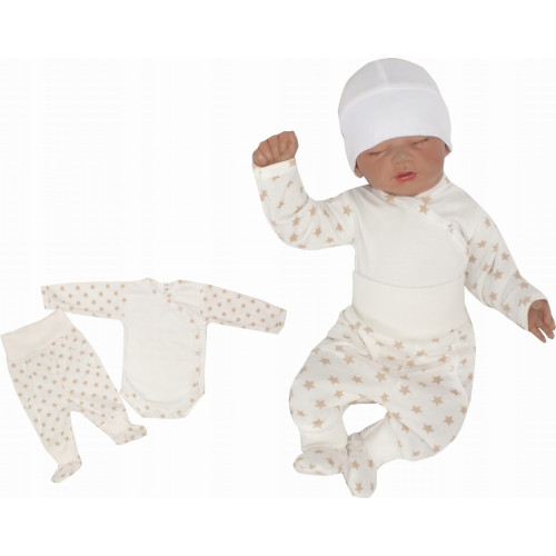 Z&Z 2-dílná soupravička, body dl.rukáv, polodupačky Hvězdičky, krémová