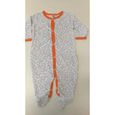 Kojenecký bavlněný overal BABY  -  kolekce slůňátka bílo-oranžová