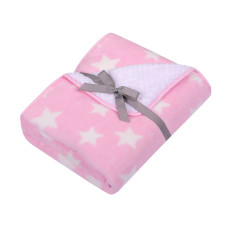  Dětská luxusní oboustranná deka acryl + soft  DUETBABY kolekce hvězdy   kód 684  růžová + bílé hvězdy