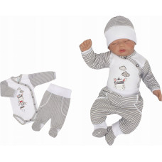 Z&Z 2-dílná soupravička, body dl. rukáv +  polodupačky   bílá/proužek ZEBRA