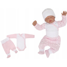 Z&Z 2-dílná soupravička, body dl. rukáv +  polodupačky   bílá/růžové hvězdičky