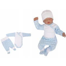 Z&Z 2-dílná soupravička, body dl. rukáv +  polodupačky   bílá/světle modré  hvězdičky