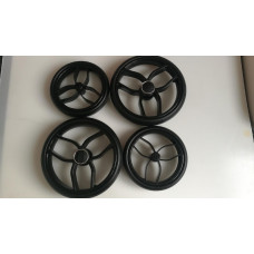 Set náhradních gelových- bezdušových koleček na kočárek BABY MERC GTX  a jiné modely kočárků  Černá/stříbrná