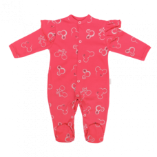 Baby Nellys Bavlněný overálek MYŠKA sytá růžová
