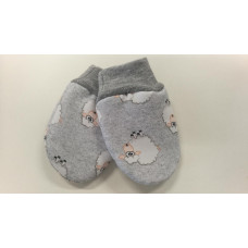 Kojenecké rukavičky pro miminko bavlna / fleece    ODO - ČESKÁ VÝROBA !!! Šedá / beránci 