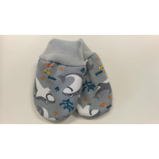 Kojenecké rukavičky pro miminko bavlna / fleece    ODO - ČESKÁ VÝROBA !!! Šedá /  žraloci