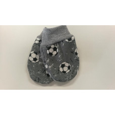 Kojenecké rukavičky pro miminko bavlna / fleece    ODO - ČESKÁ VÝROBA !!! Šedá /  fotbalové míče