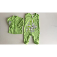 2-dílná soupravička pro nedonošené miminko  New Baby MYŠKA zelená