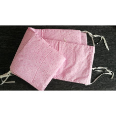 Oboustranný Mantinel kolem celé postýlky  kolekce srdíčka / kytičky - KVALITNÍ ČESKÁ VÝROBA !!!  Růžový