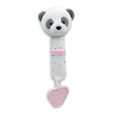 Tulilo Plyšová hračka s pískátkem a kousátkem Medvídek Panda, 16 cm - růžová