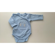 Bavlněné  celopropínací body s výšivkou zajíčků  BABY SERVICE - ČESKÁ VÝROBA !!!!   Sv.modrá 