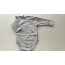 Bavlněné  celopropínací body s výšivkou zajíčků  BABY SERVICE - ČESKÁ VÝROBA !!!!   Šedá