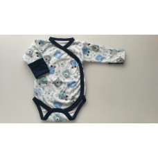 Bavlněné body dlouhý rukáv zavinovací BABY SERVICE   KVALITNÍ ČESKÁ VÝROBA !!!  MEDVÍDCI Tm. modrá