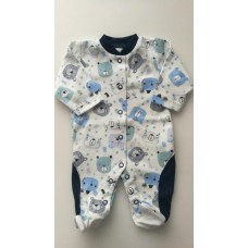 Bavlněný kojenecký overal - kolekce MEDVÍDCI ČESKÁ VÝROBA !!! BABY SERVICE Tm. modrá
