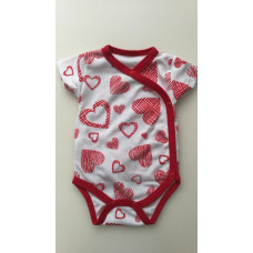 Bavlněné body krátký rukáv  Baby Service SRDÍČKA Bílo/ červené