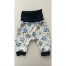 Moderní kojenecké kalhoty - tepláčky BAGGY BABY SERVICE   ČESKÁ VÝROBA !  MEDVÍDCI Tm. modrá