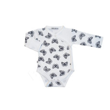 Bavlněné body dlouhý rukáv zavinovací BABY SERVICE   KVALITNÍ ČESKÁ VÝROBA !!!  MOTÝLCI Bílá