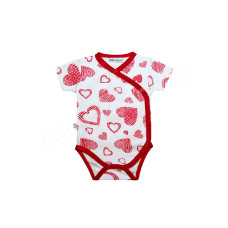 Bavlněné body krátký rukáv  Baby Service SRDÍČKA Bílo/ červené