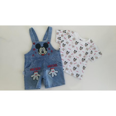 2 - dílný komplet riflové šortky na lacl + triko krátký rukáv MICKEY 