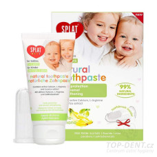  První kartáček na zoubky   + dětská zubní pasta 0-3 roky (jablko- banán), 40ml  SPLAT Baby
