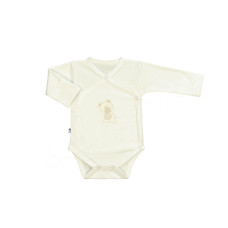 Bavlněné  celopropínací body s výšivkou medvídka  BABY SERVICE - ČESKÁ VÝROBA !!!!   Krémová