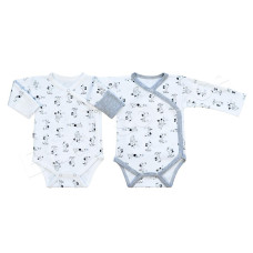 Bavlněné body dlouhý rukáv zavinovací BABY SERVICE   KVALITNÍ ČESKÁ VÝROBA !!!  PEJCI bílo/šedé