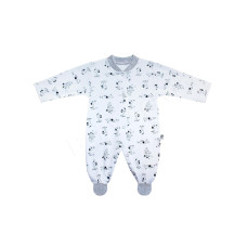 Bavlněný kojenecký overal - kolekce PEJSCI  ČESKÁ VÝROBA !!! BABY SERVICE Bílo/šedá