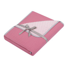 Luxusní oboustranná dětská deka do kočárku wafle / wellsoft DUET BABY kód 726  Růžová