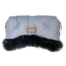 Luxusní  rukávník s kožešinou Floo For Baby  Alaska grey/black