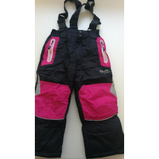 Dětské outdoorové zimní oteplovačky s odnímatelným laclem  - lyžařské kalhoty KUGO Černo /růžová